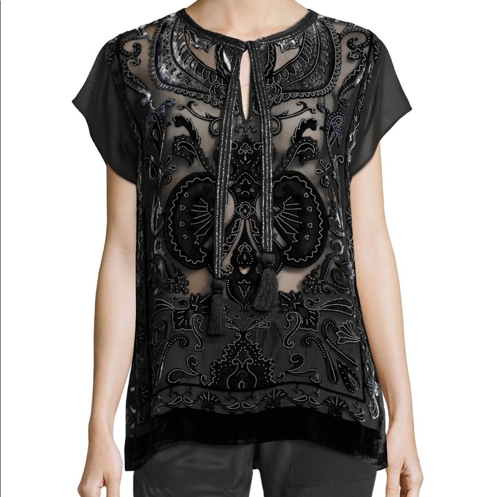 Vedette Short Sleeve Velvet Burnout Top